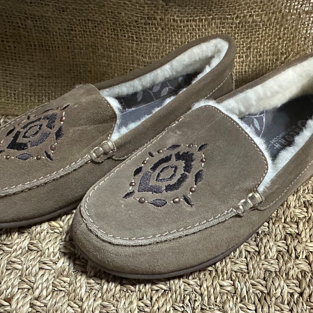 ACORN PRIMA MOC SUEDE FLEECE SLIPPERS NEW